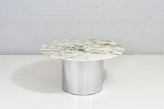 Arabescato Marble and Stainless Steel Drum Dining Table Italy 1970 - 2314756