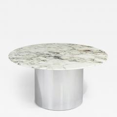 Arabescato Marble and Stainless Steel Drum Dining Table Italy 1970 - 2315995