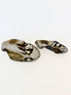 Aram Chenensky Pair of Ceramic Wave Platters in Platinum by Aram Chenensky - 4030678