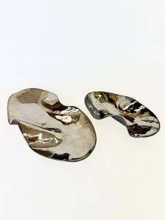 Aram Chenensky Pair of Ceramic Wave Platters in Platinum by Aram Chenensky - 4030679