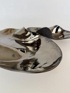 Aram Chenensky Pair of Ceramic Wave Platters in Platinum by Aram Chenensky - 4030680