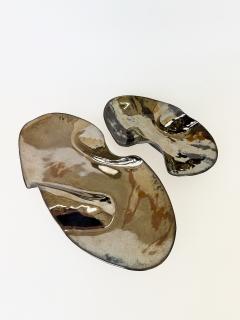 Aram Chenensky Pair of Ceramic Wave Platters in Platinum by Aram Chenensky - 4030681