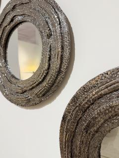 Aram Chenensky Set of 5 topographic patterned black chrome metallic glaze mirrors - 4406838