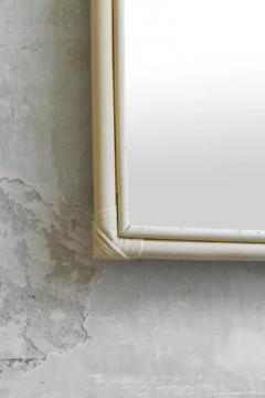 Arched Wall Mirror in Ivory Lacquered Bamboo 1970 - 3843361