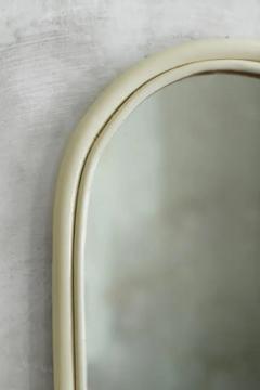 Arched Wall Mirror in Ivory Lacquered Bamboo 1970 - 3843365