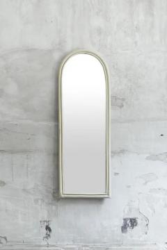 Arched Wall Mirror in Ivory Lacquered Bamboo 1970 - 3843367