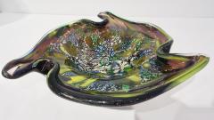 Archimede Seguso 1950 Antique Italian Silver Leaf Purple Green Blue Murano Glass Catch All Bowl - 2175046