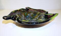 Archimede Seguso 1950 Antique Italian Silver Leaf Purple Green Blue Murano Glass Catch All Bowl - 2175051