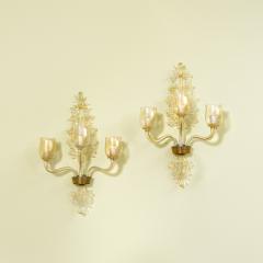 Archimede Seguso Archimede Seguso Pair of Wall Sconces in Murano Glass - 3793570