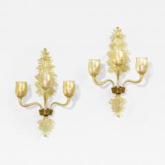 Archimede Seguso Archimede Seguso Pair of Wall Sconces in Murano Glass - 3794936