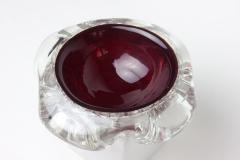 Archimede Seguso Archimede Seguso Ruby Red Glass Bowl with Silver Aventurine Fleck 1950 Italy - 3189210