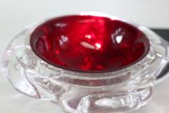 Archimede Seguso Archimede Seguso Ruby Red Glass Bowl with Silver Aventurine Fleck 1950 Italy - 3189215