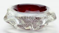 Archimede Seguso Archimede Seguso Ruby Red Glass Bowl with Silver Aventurine Fleck 1950 Italy - 3189216