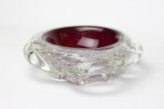 Archimede Seguso Archimede Seguso Ruby Red Glass Bowl with Silver Aventurine Fleck 1950 Italy - 3189217