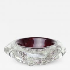 Archimede Seguso Archimede Seguso Ruby Red Glass Bowl with Silver Aventurine Fleck 1950 Italy - 3192227