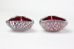 Archimede Seguso Archimede Seguso Ruby Red Glass Bowls with Silver Aventurine Fleck 1950 Italy - 3189270