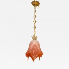 Archimede Seguso Italian 1950s Venetian Murano Pink Orange Inside Cased Glass Lantern - 470578