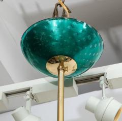 Archimede Seguso Italian Murano Teal Blue Glass Chandelier Attributed to Seguso - 2385319