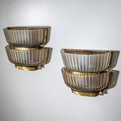 Archimede Seguso Pair of Art Deco Glass Wall Lights attributed to Archimede Seguso Italy 1940s - 4690980