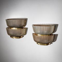 Archimede Seguso Pair of Art Deco Glass Wall Lights attributed to Archimede Seguso Italy 1940s - 4690983