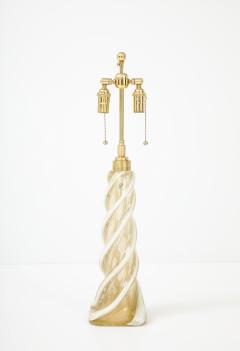 Archimede Seguso Pair of Large Gold Murano Ribbon Twist Lamps by Seguso - 4696016