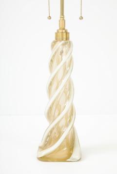 Archimede Seguso Pair of Large Gold Murano Ribbon Twist Lamps by Seguso - 4696017