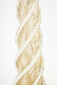 Archimede Seguso Pair of Large Gold Murano Ribbon Twist Lamps by Seguso - 4696018