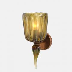 Archimede Seguso Rare Large Amber Murano Glass and Brass Sconce by Archimede Seguso - 4802792