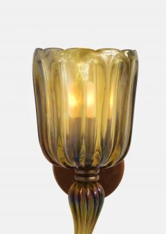 Archimede Seguso Rare Large Amber Murano Glass and Brass Sconce by Archimede Seguso - 4802794