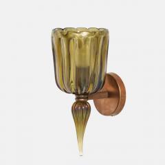 Archimede Seguso Rare Large Amber Murano Glass and Brass Sconce by Archimede Seguso - 4802797