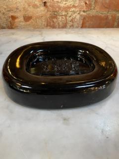 Archimede Seguso Vintage Murano Seguso Ashtray Bowl Black w Embossed Horses Italian 1950 - 2359071