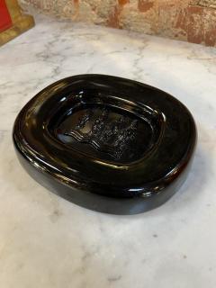 Archimede Seguso Vintage Murano Seguso Ashtray Bowl Black w Embossed Horses Italian 1950 - 2359073