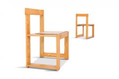 Architectural Asymmetrical Dining Chairs In Pine Wicker 1970s - 844738