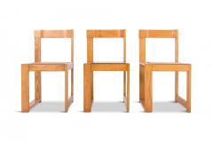 Architectural Asymmetrical Dining Chairs In Pine Wicker 1970s - 844743