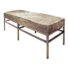 Architectural Bench in Pony Skin with Bronze Base 1970s - 980113