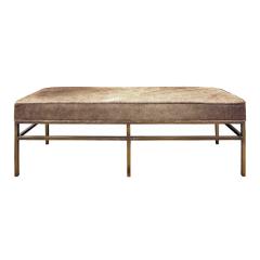 Architectural Bench in Pony Skin with Bronze Base 1970s - 980115