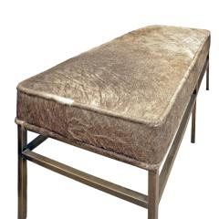 Architectural Bench in Pony Skin with Bronze Base 1970s - 980116