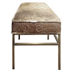Architectural Bench in Pony Skin with Bronze Base 1970s - 980118