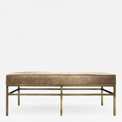 Architectural Bench in Pony Skin with Bronze Base 1970s - 982054
