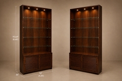 Architectural Brazilian Modern Style Bookcases in Aged Reclaimed Rosewood Pair - 4694062