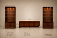 Architectural Brazilian Modern Style Bookcases in Aged Reclaimed Rosewood Pair - 4694063
