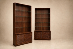 Architectural Brazilian Modern Style Bookcases in Aged Reclaimed Rosewood Pair - 4694068