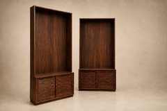 Architectural Brazilian Modern Style Bookcases in Aged Reclaimed Rosewood Pair - 4694069