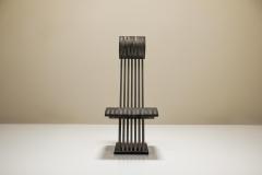 Architectural Chair in Anthracite Stained Wood Netherlands 1980s - 3666693