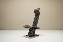 Architectural Chair in Anthracite Stained Wood Netherlands 1980s - 3666695