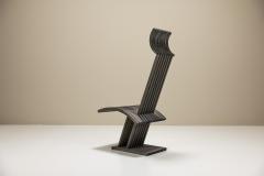 Architectural Chair in Anthracite Stained Wood Netherlands 1980s - 3666697