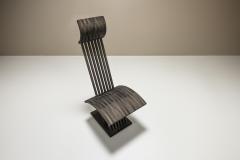 Architectural Chair in Anthracite Stained Wood Netherlands 1980s - 3666699