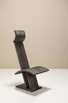Architectural Chair in Anthracite Stained Wood Netherlands 1980s - 3666700