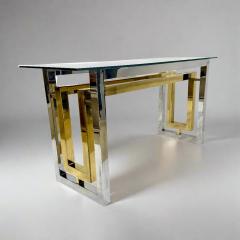 Architectural Chrome Brass and Glass Console table by Romeo Riga c1960s  - 4450282