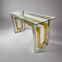 Architectural Chrome Brass and Glass Console table by Romeo Riga c1960s  - 4450284